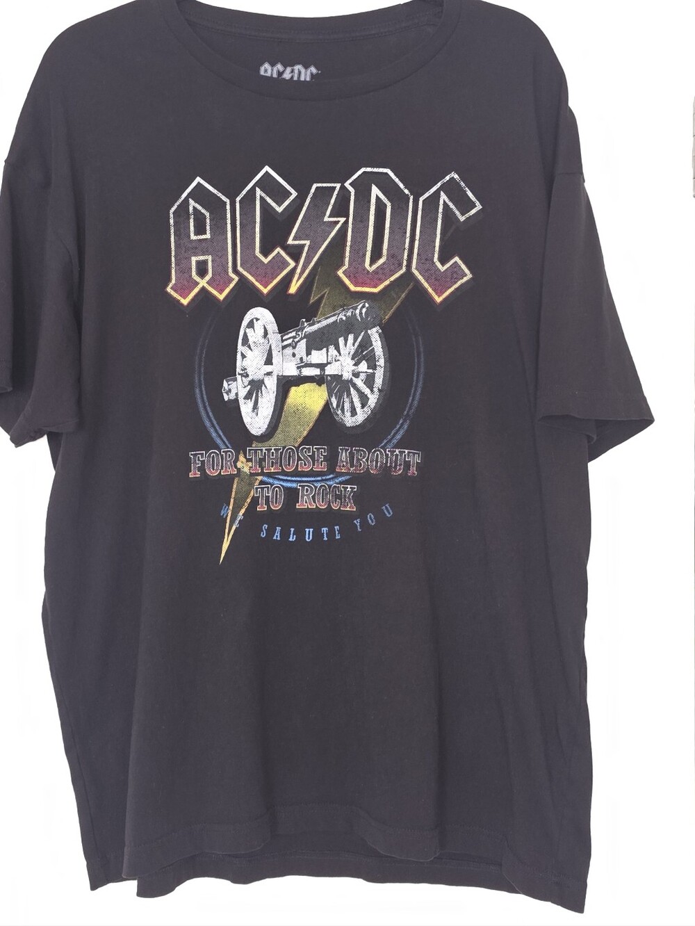 AC/DC Black Graphic Band Tee - 'For Those About to Rock' Sz Xl